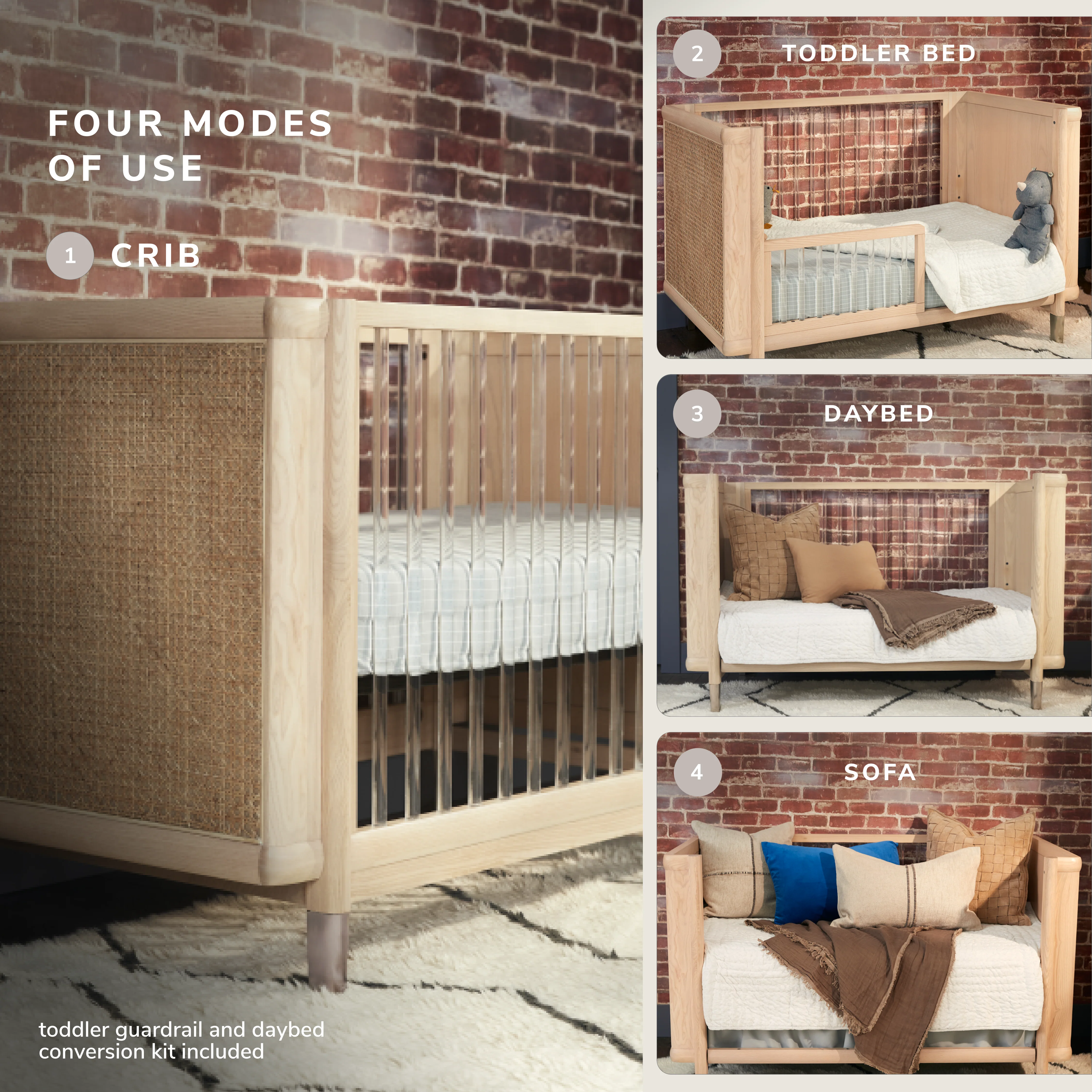 Brisa 4-in-1 Convertible Crib with Toddler Bed/Daybed Conversion Kit - Image 3