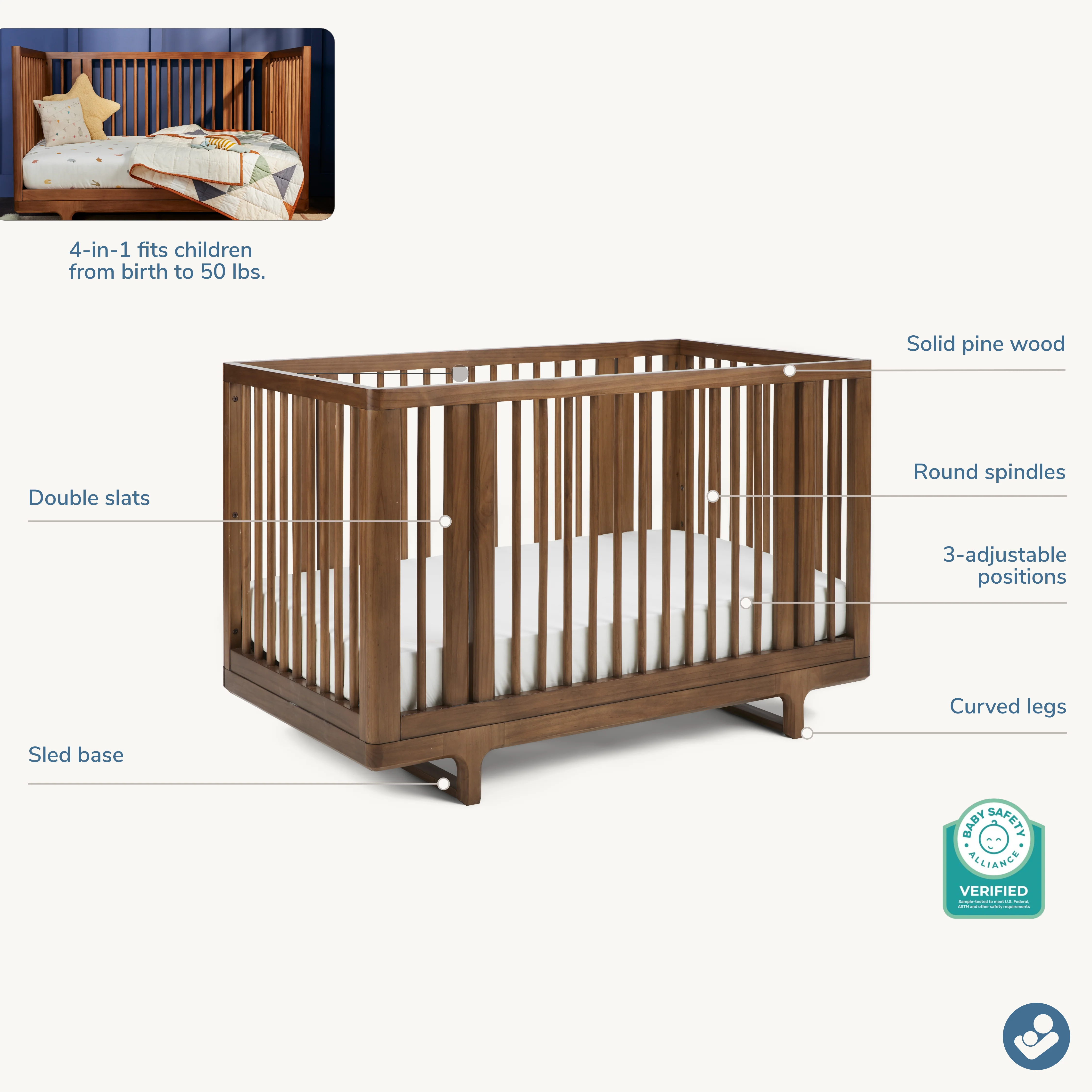 Embraced Forms 4-in-1 Convertible Crib - Image 4