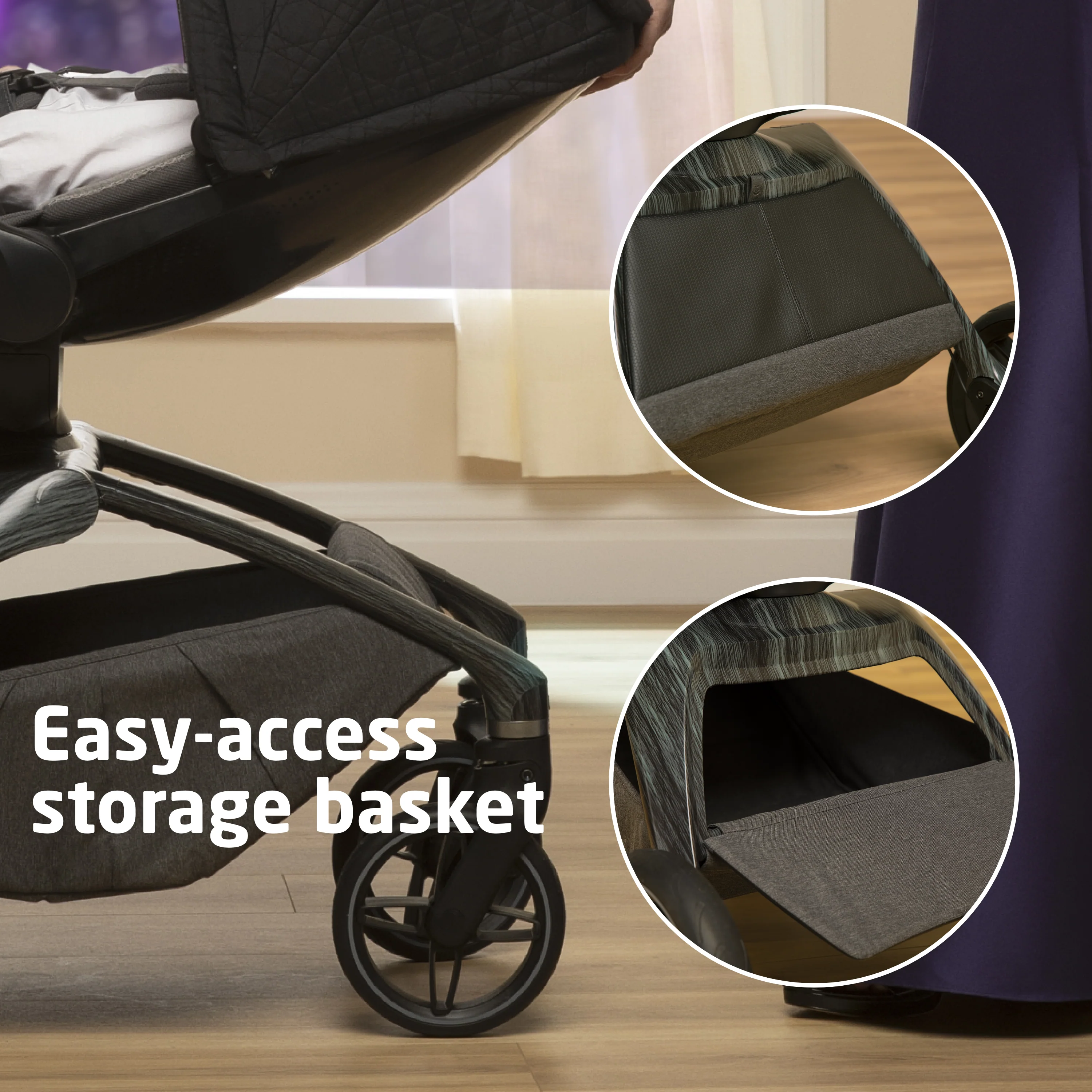 Tana 360° Rotating Modular Stroller with Carriage Accessory in Onyx Heritage - Image 9