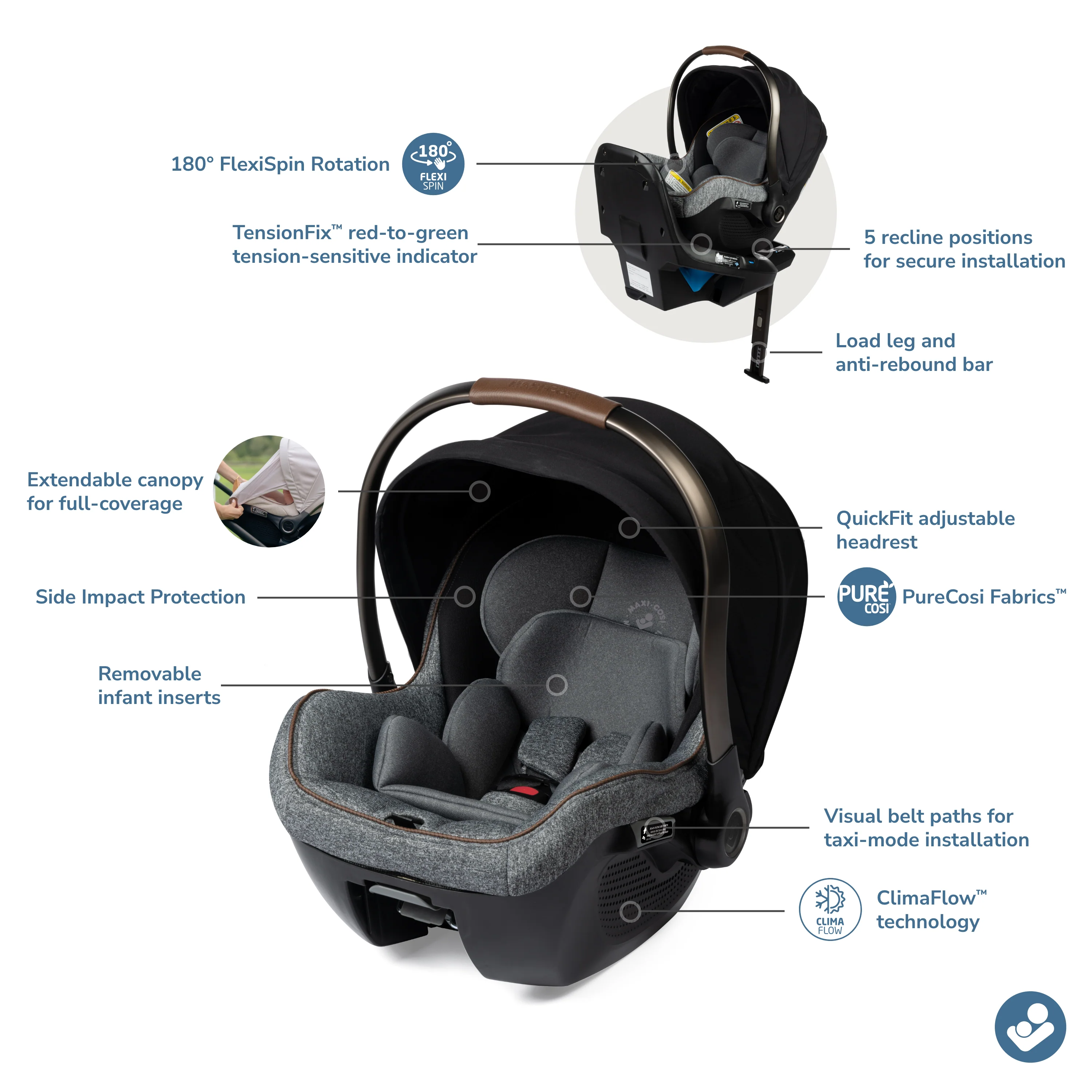 Tayla™ Max Peri™ 180° Rotating Infant Car Seat Travel System in Onyx Wonder - Image 3